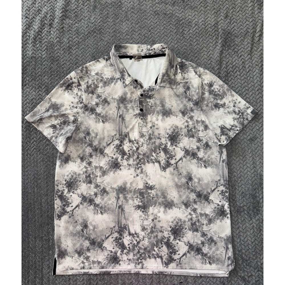 VRST Men's Floral Mesh Print Polo Quiet‎ Shade Grey size XL